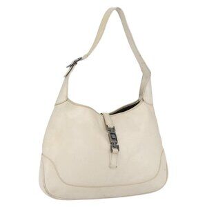 Authentic GUCCI Jackie Shoulder Bag Leather White 001 3346